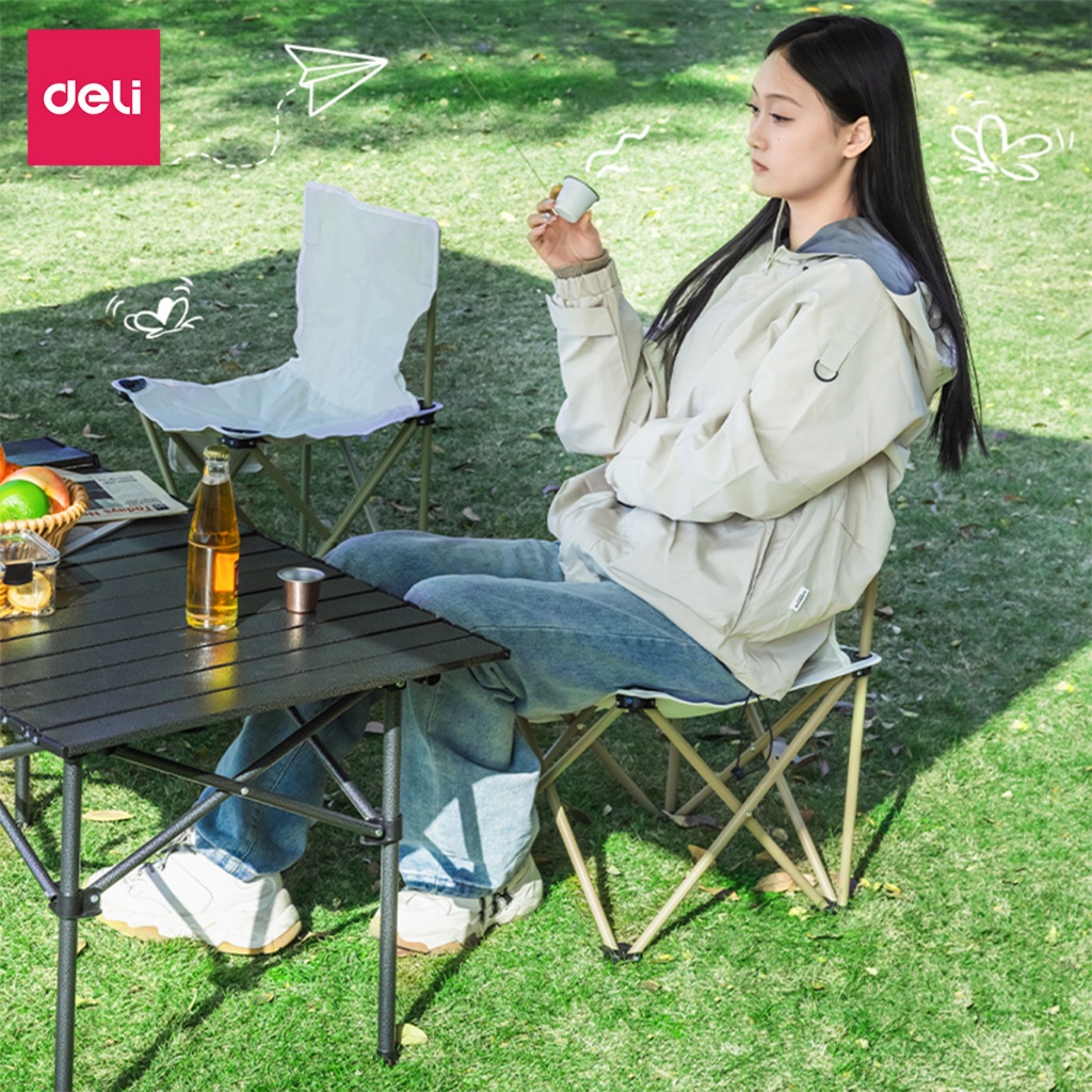 Ghế Camping Dã Ngoại Gấp Gọn Deli Ghế Câu Cá Dễ Mang Đi Du Lịch, Cắm Trại Ngoài Trời Chịu Tải 150kg Gọn Nhẹ Tiện Dụng