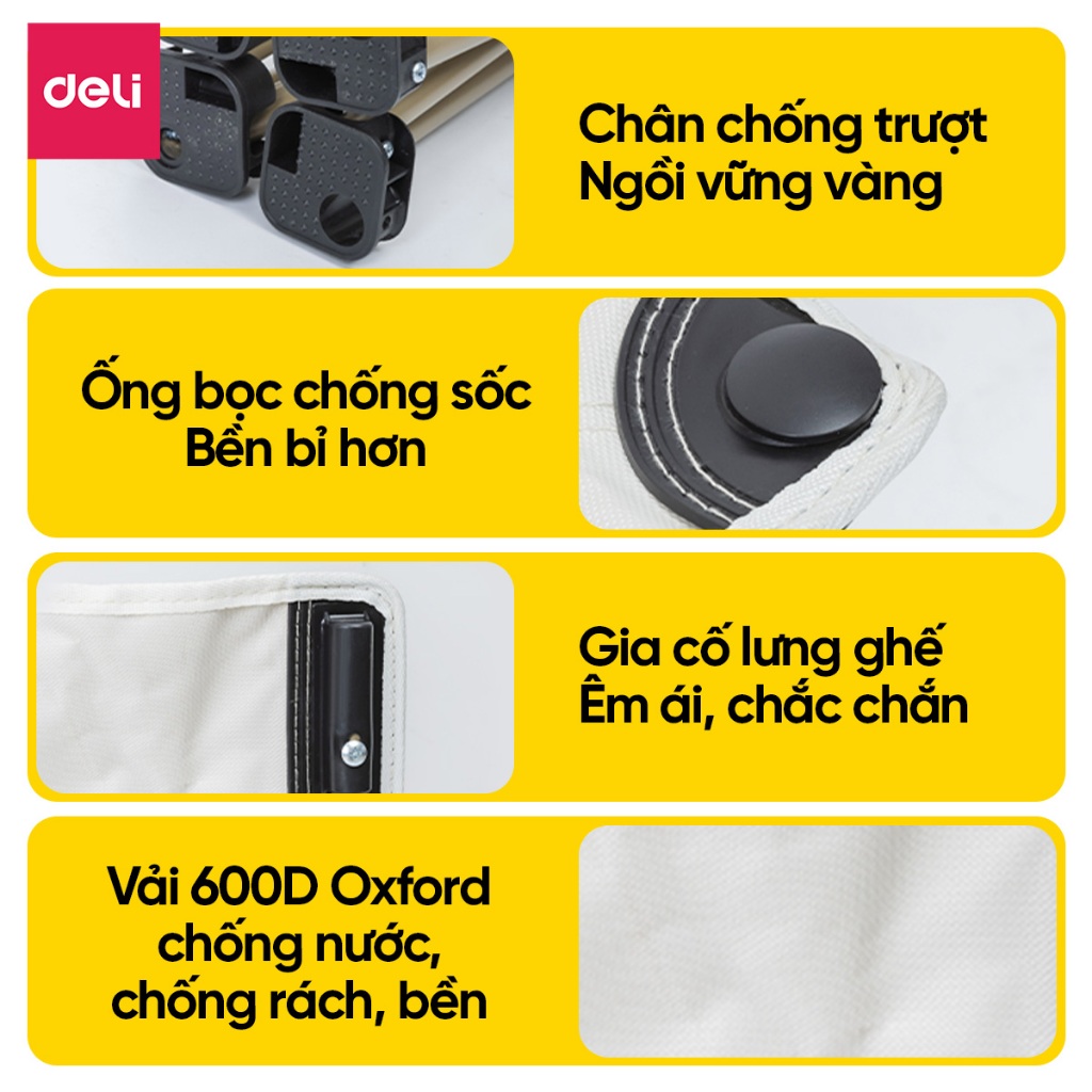 Ghế Camping Dã Ngoại Gấp Gọn Deli Ghế Câu Cá Dễ Mang Đi Du Lịch, Cắm Trại Ngoài Trời Chịu Tải 150kg Gọn Nhẹ Tiện Dụng