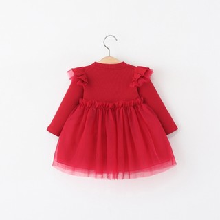 Váy dài tay bé gái dự tiệc váy tutu thời trang trẻ em phong cách Hàn thun cotton  D1197