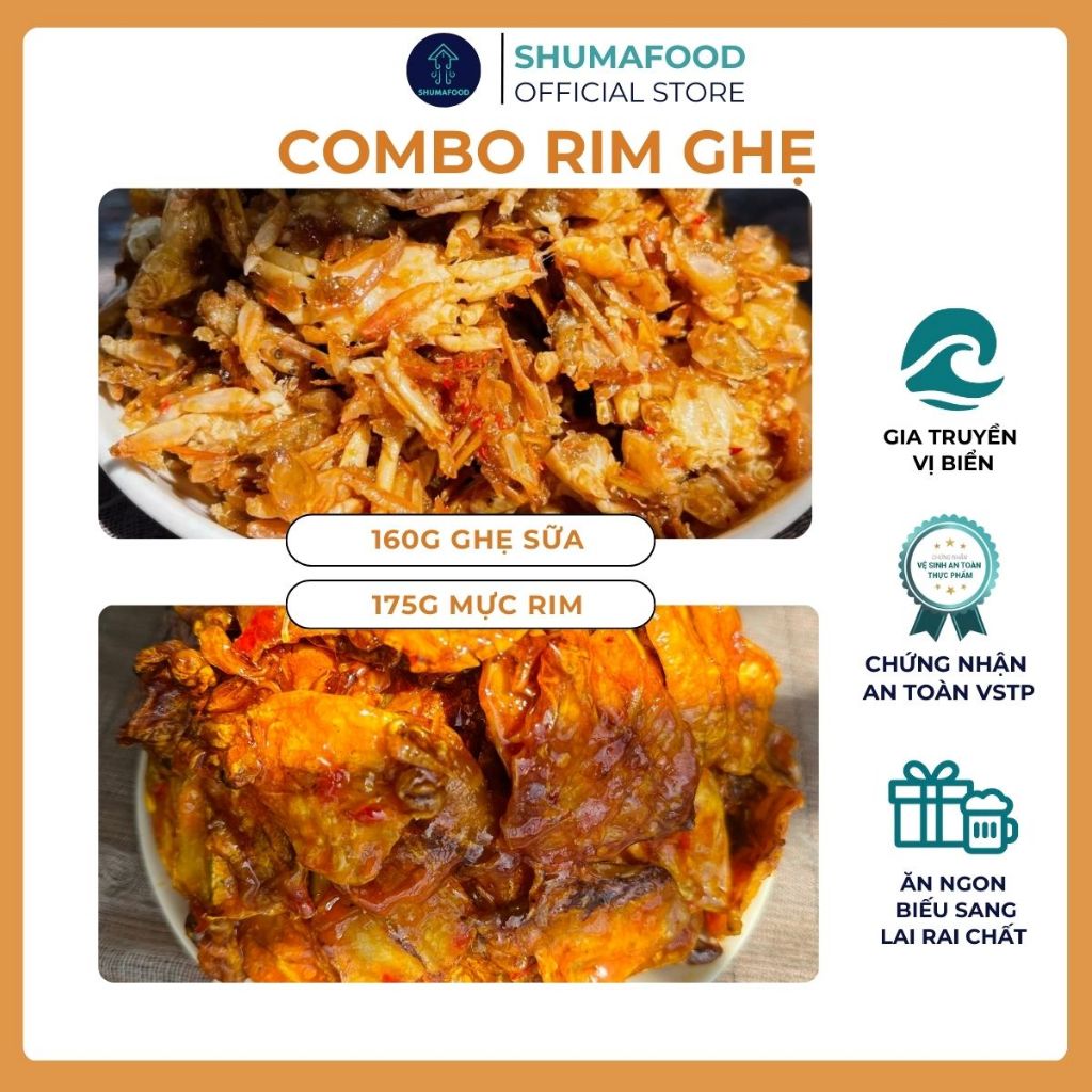 Combo Rim Ghẹ 335g gồm: 175g khô mực rim nướng than, 160g ghẹ sữa chiên ...