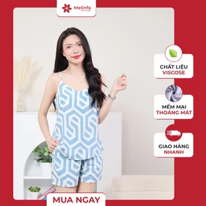 Set bộ đồ nữ hai dây mặc nhà cao cấp chất vải Viscose tự nhiên mềm mại thoáng mát mùa hè mã METKBD0549