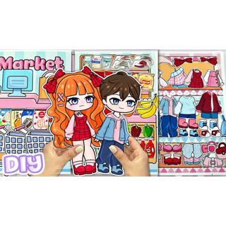 Đồ chơi bóc dán Gacha 4in1 - Trung tâm thương mại Gacha - Búp bê giấy