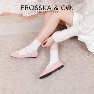 [Erosska] - Giày búp bê nữ retro kiểu dáng balletcore chấm bi hottrend màu hồng - EL086