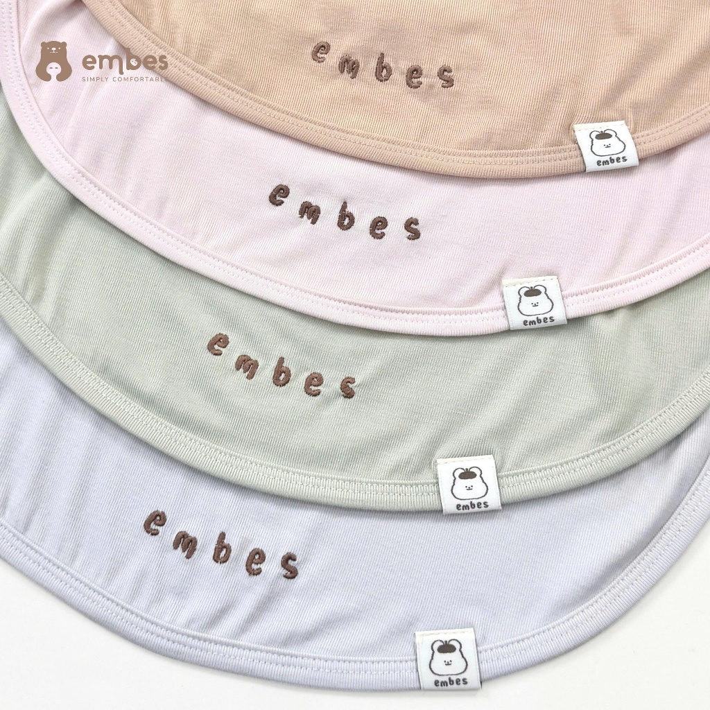 Khăn Cho Bé Embes, Yếm Tròn Dễ Thương Chất Cotton Mềm Mại, Thấm Hút Cho Bé Sơ Sinh, Ăn Dặm