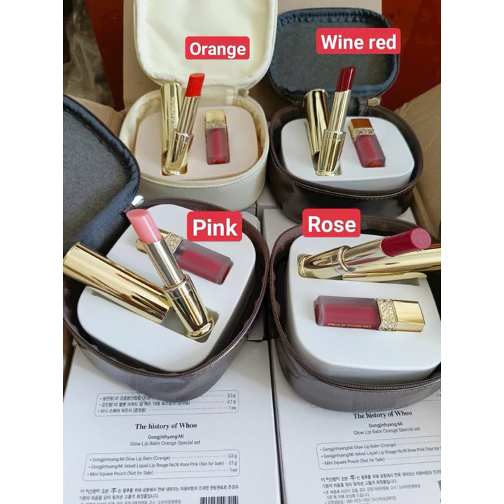 set quà tăng 20/11 set son dưỡng môi Whoo kem ví da và son mini