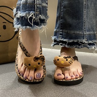 [Hàng sẵn- Tăng size] DÉP LÊ DÉP XỎ NGÓN NỮ CAO 4 PHÂN GẮN GẤU HELLO KITTY HỌA TIẾT DÉP DA BEO CÁ TÍNH ĐỘC ĐÁO