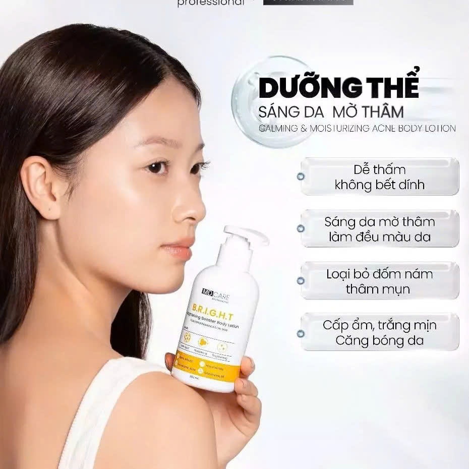 [HÀNG CTY] Sữa Dưỡng Thể Sáng Da Mờ Thâm 0.5% Alpha Arbutin-3% Niacinamide MD CARE Brightening Booster Body Lotion 200ml