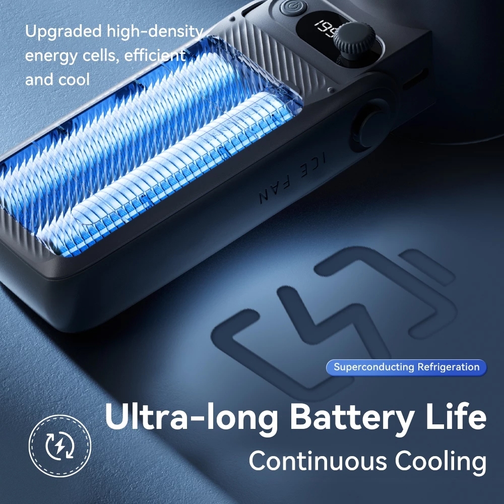 Quạt cầm tay có thể sạc lại với có Sò lạnh 199 tốc độ gió 10000mAh 24h sử dụng Gập 180° màn hình LED F30Pro