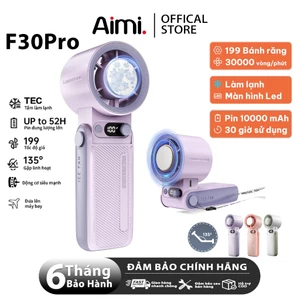 Quạt cầm tay có thể sạc lại với có Sò lạnh 199 tốc độ gió 10000mAh 24h sử dụng Gập 180° màn hình LED F30Pro