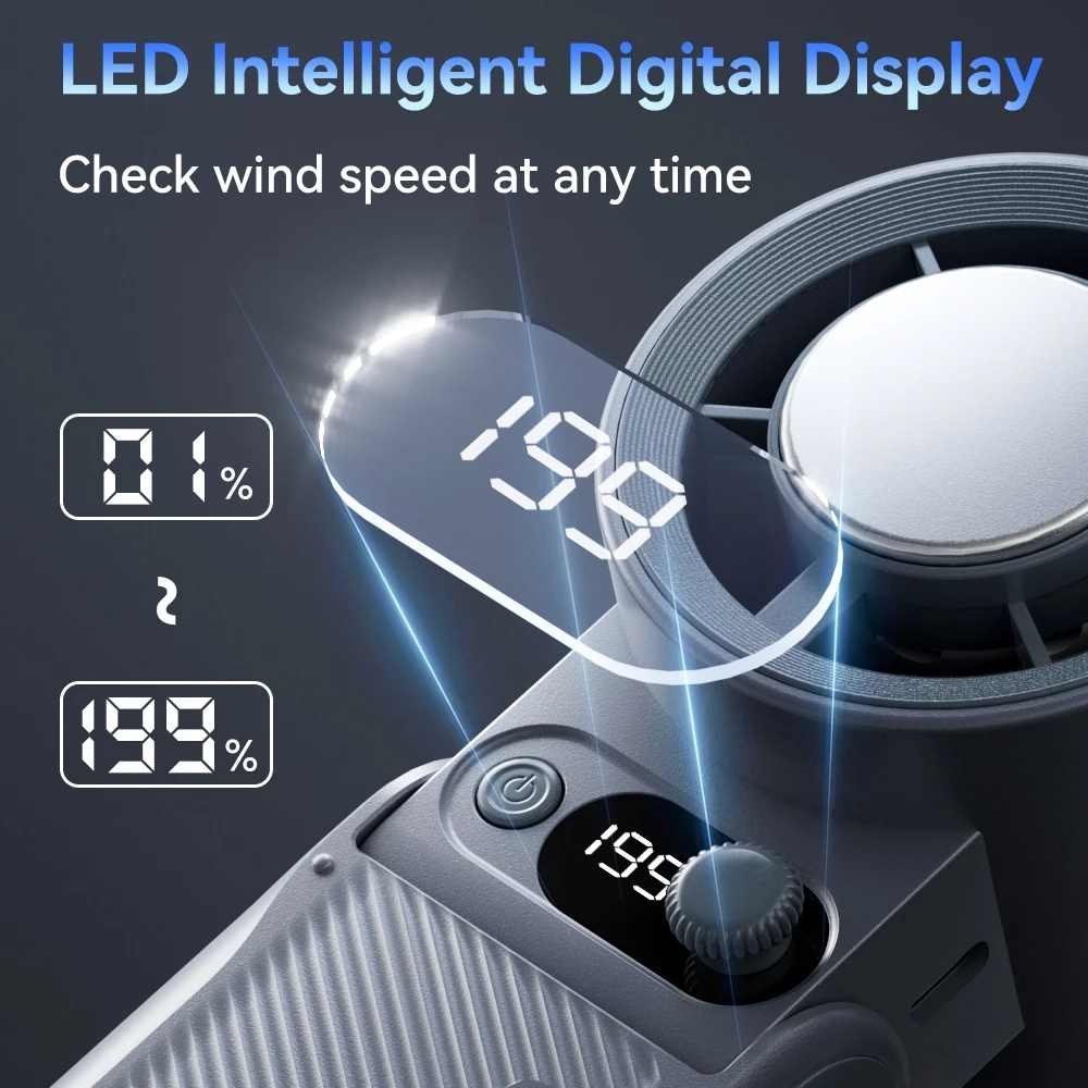 Quạt cầm tay có thể sạc lại với có Sò lạnh 199 tốc độ gió 10000mAh 24h sử dụng Gập 180° màn hình LED F30Pro