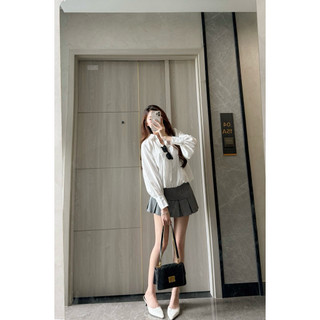 Áo Sơ Mi Cổ Đức Tay Bồng, Áo Dài Tay Dáng Bí Cho Nữ