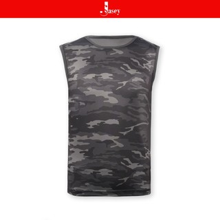Tank Top cổ tròn camo ràn ri JASEY, áo phông nam thời trang mã 4108
