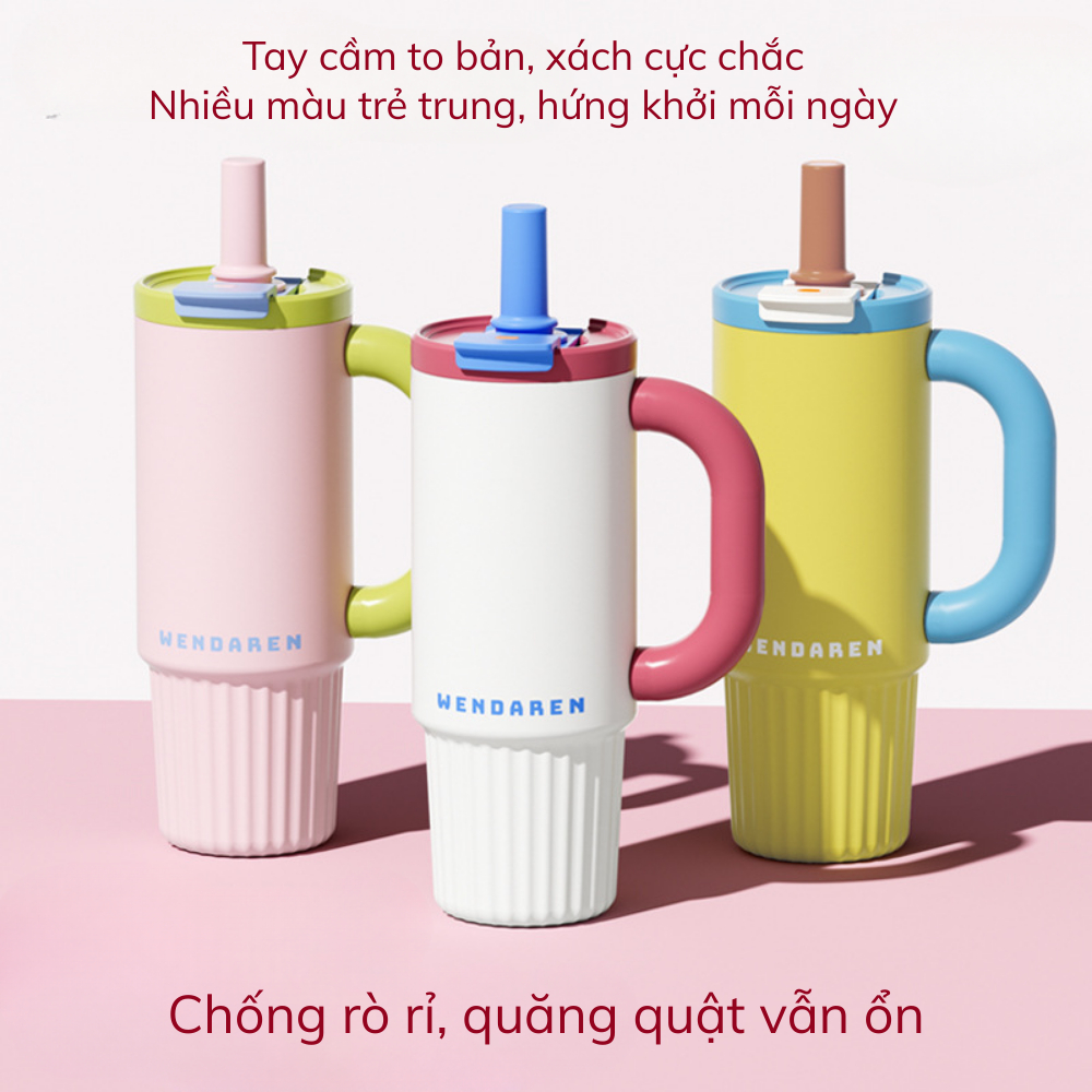 Cốc giữ nhiệt tráng sứ 1000ml NAFI, set quà ly giữ nhiệt chất liệu phủ sứ an toàn giữ nhiệt nóng lạnh 6-12h | BigBuy360 - bigbuy360.vn