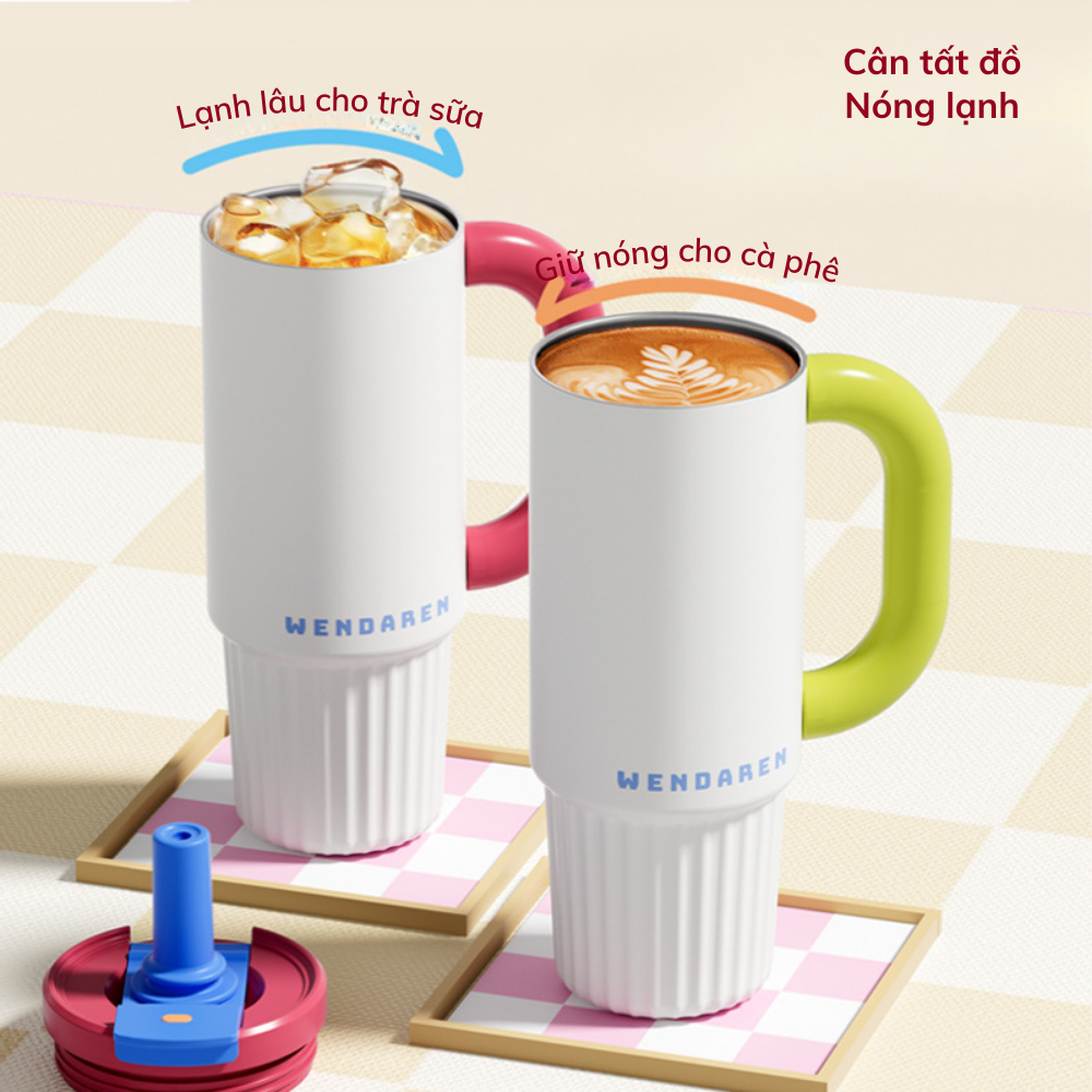 Cốc giữ nhiệt tráng sứ 1000ml NAFI, set quà ly giữ nhiệt chất liệu phủ sứ an toàn giữ nhiệt nóng lạnh 6-12h | BigBuy360 - bigbuy360.vn
