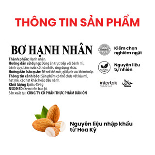 Bơ Hạnh Nhân Dan D Pak I Almonds Butter Natural I 454g