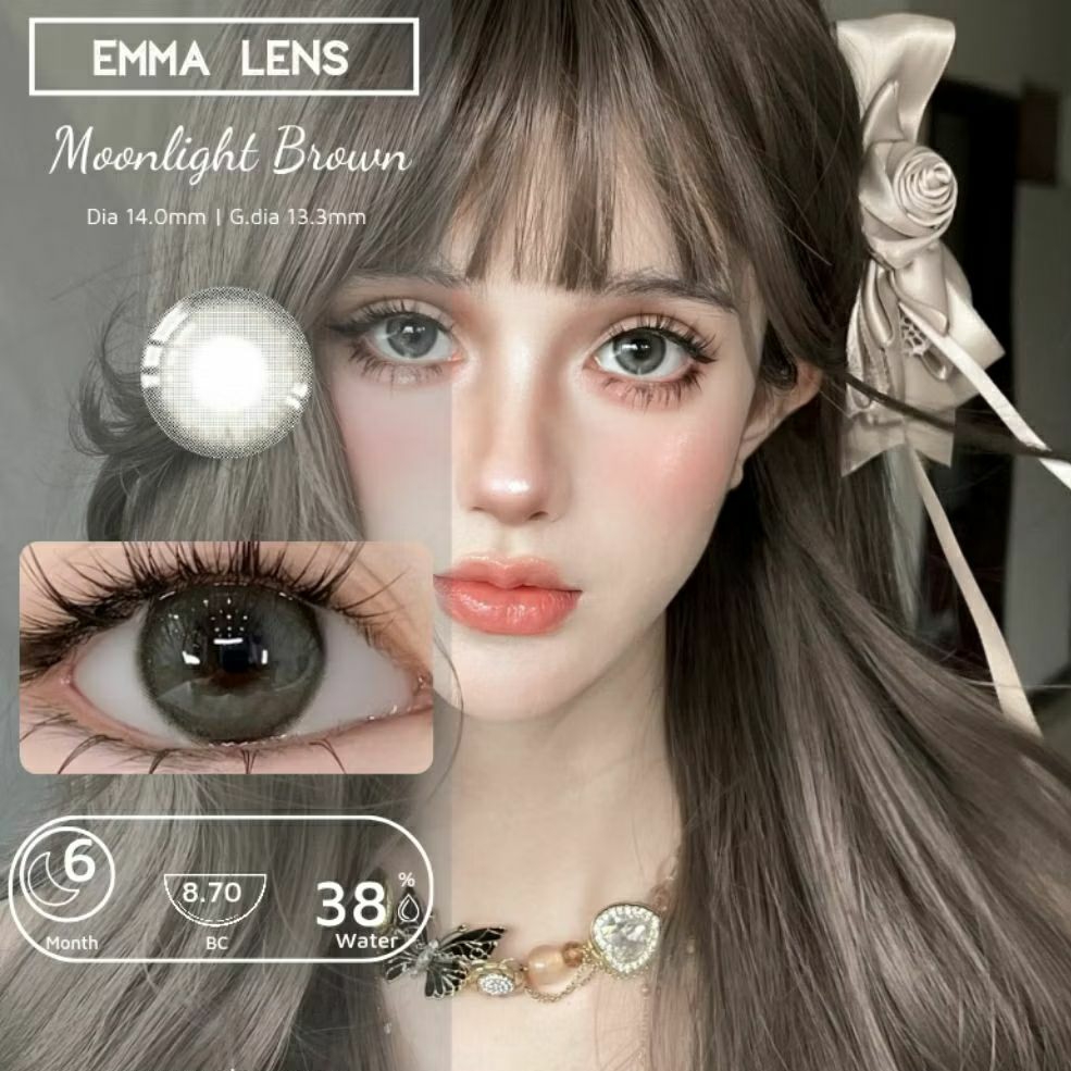 Kính Áp Tròng MoonLight Brown | Lens Nâu Rêu Giãn Nhẹ | Emma Lens
