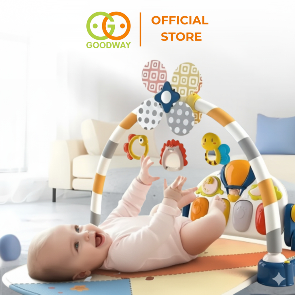 Thảm Piano Nằm Chơi Cho Bé Sơ Sinh Goodway Windmill Piano Gym Đồ Chơi Giác Quan Kèm Lục Lạc Treo