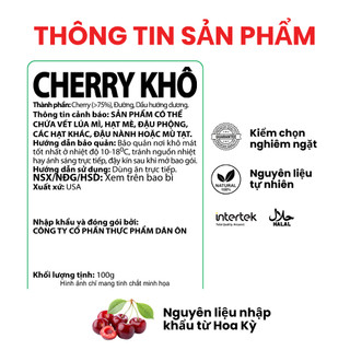 Cherries Sấy Khô Dan D Pak I Dried Cherries I 100g