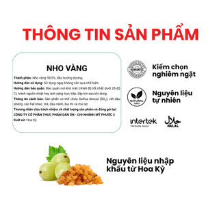 [MUA 1 TẶNG 1 - mô tả ở hình] Nho Vàng Dan D Pak I Golden Raisins I 454g