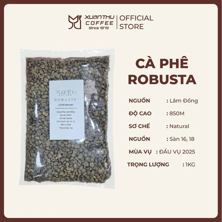 1KG Cà Phê Nhân Xanh Robusta Lâm Đồng - Cà Phê XuanThu Since 1979