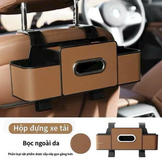 Hộp đựng đồ ghế sau xe ô tô đa năng, đựng bình nước tiện dụng, khăn giấy, kèm giá đỡ điện thoại