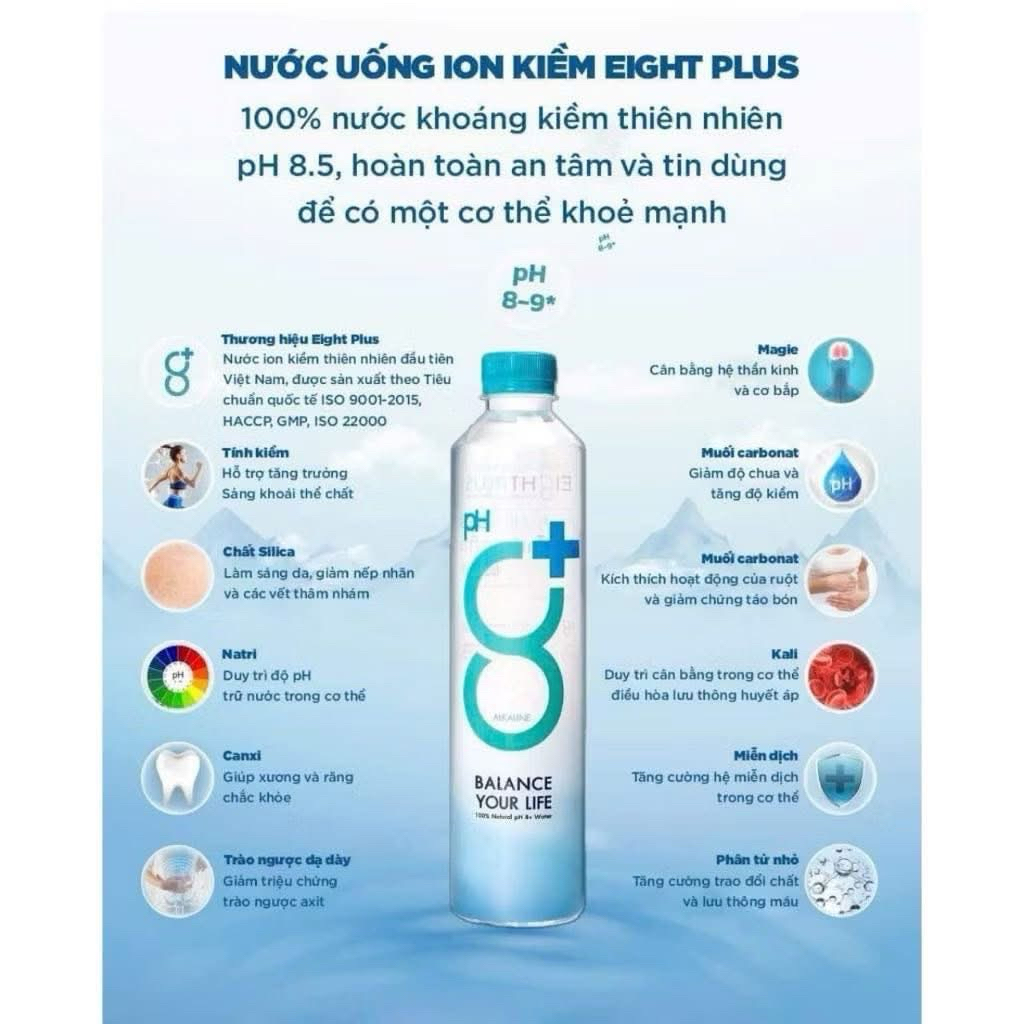 {Hot} Nước uống ION Kiềm Eight Plus có độ Ph 8-9*