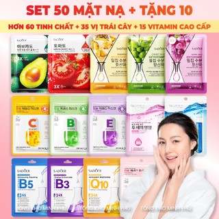 [COMBO 50 + TẶNG 10] Mặt Nạ Dưỡng Da Cao Cấp Trắng Da Cấp Ẩm, Giảm Mụn Mask Tinh Chất Serum Trái Cây Vitamin Da Khoẻ Đẹp