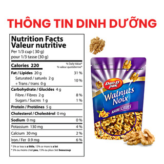 Hạt Óc Chó Tự Nhiên Dan D Pak I Walnuts Raw I 500g
