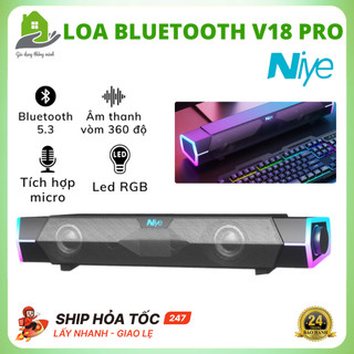 Loa Máy Tính Bluetooth Niye V18 Pro Có LED RGB, Bass Cực Hay, Tích Hợp Micro Có Dây, Bảo Hành 2 Năm