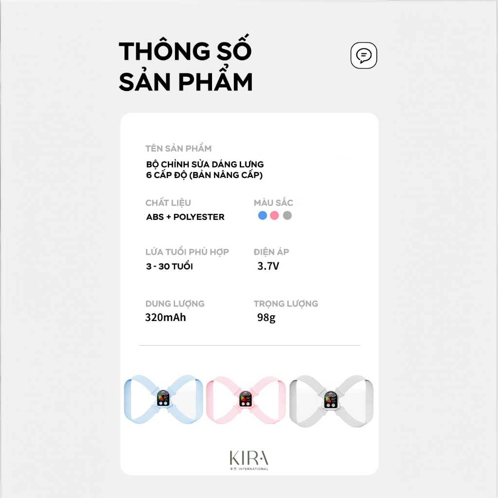 Đai chống gù lưng LCD thông minh – Nhắc nhở tư thế học đúng, ngừa cận thị, bảo vệ cột sống cho trẻ em
