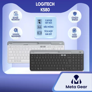 Bàn phím không dây Bluetooth Logitech K580 - Bàn phím không tiếng ồn, Tương thích Win/Mac, 2 mode kết nối