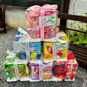 Box quà FULL BÁNH KẸO Mini Size 18x18x13cm NHIỀU MÀU