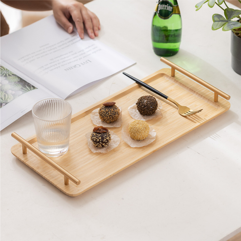 Khay Tre Có Tay Cầm Dùng Để Bưng Bê Làm Khay Trà, Khay Bánh Kẹo, Hoa Qủa Tiện Lợi