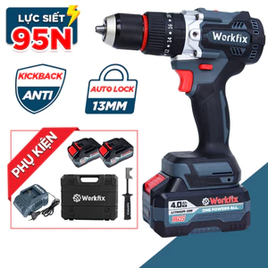 Máy Khoan Pin 3 Chức Năng Workfix WF-ID1395BL – 13mm – 95Nm – Pin 21V 4.0Ah – Không Chổi Than