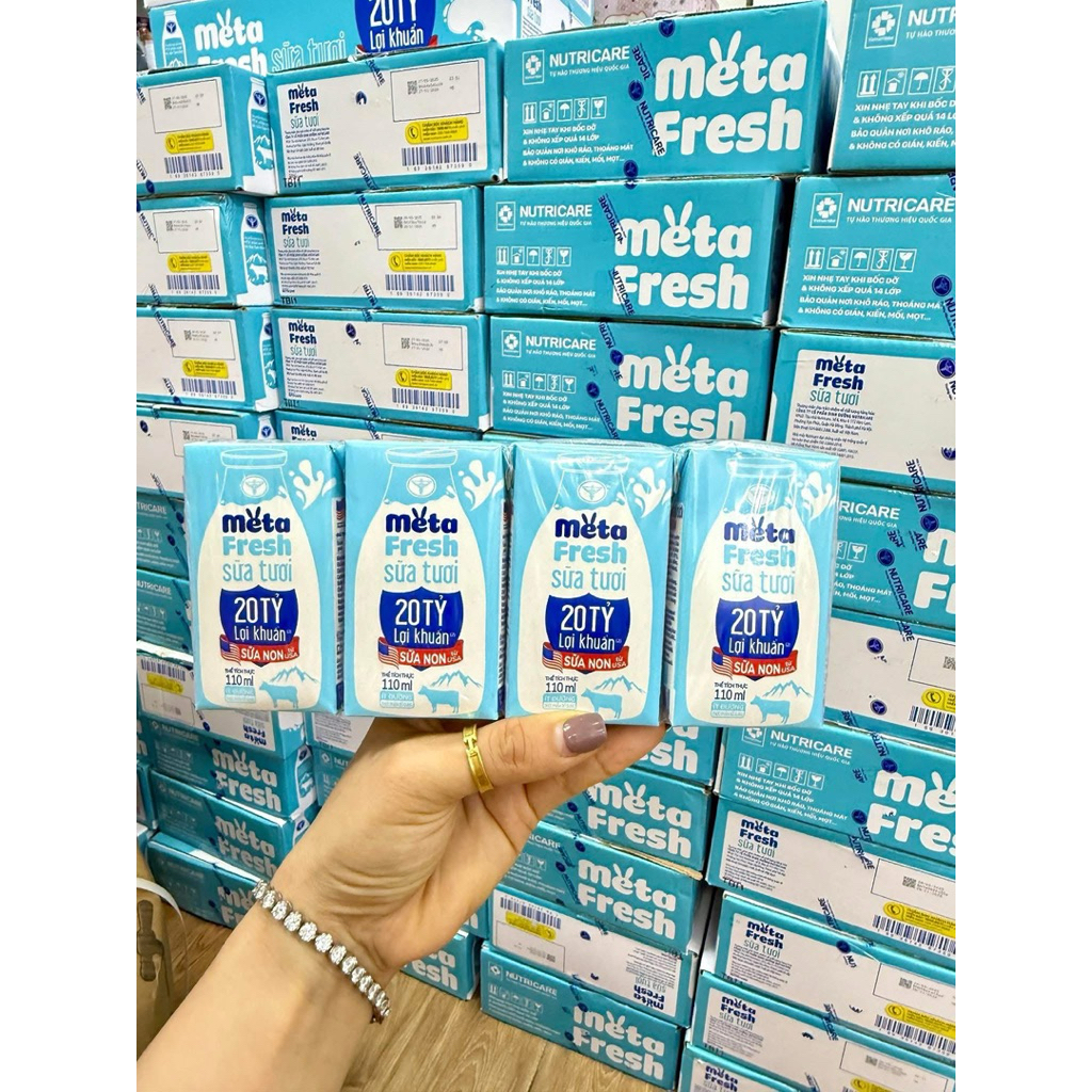 {Siêu hót} Sữa Tươi Meta Fresh 100% sữa tươi bổ sung 20 tỷ lợi 110-180ml - cho cả gia đình
