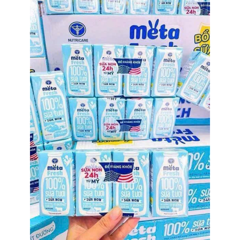 {Siêu hót} Sữa Tươi Meta Fresh 100% sữa tươi bổ sung 20 tỷ lợi 110-180ml - cho cả gia đình