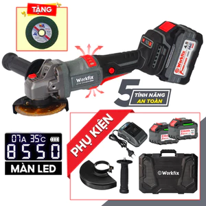 Máy Mài Pin WF-AG9000PRO Công Tắc Bóp Workfix – Cắt Sắt, Mài Inox, Đánh Rỉ, Cắt Gạch – 3 Tốc Độ, Brushl