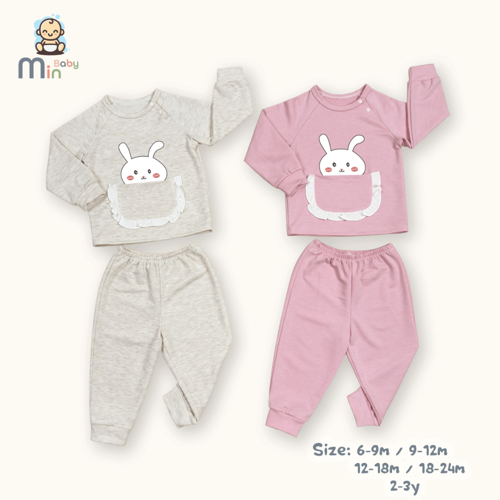 Bộ Dài Tay Thu Đông Bé Gái Chất Liệu Vải Nỉ Da Cá Cao Cấp Mềm Mại Ấm Áp - Hàng Chính Hãng AMI0449