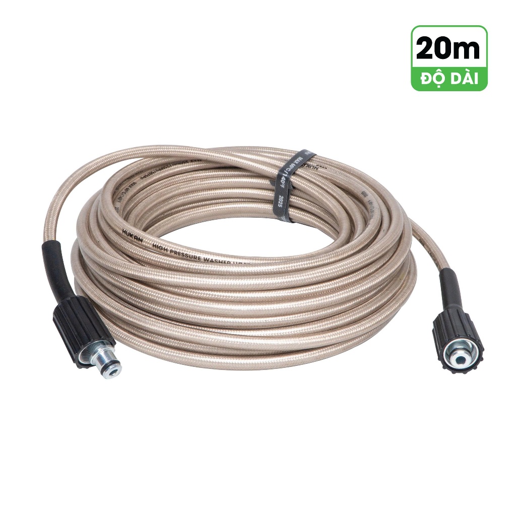 [20M] Dây rửa xe áp lực cao HUKAN G1-DR20, Độ dài 20 mét, Chống ngập, Chống rò - Đầu nối M22x1.5mm