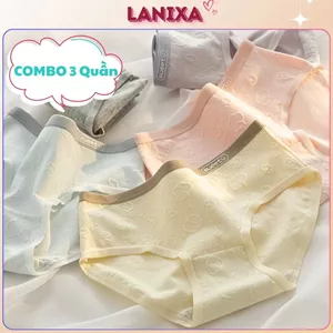 SET 3 Quần lót nữ cotton cao cấp cạp vừa tôn dáng - COMBO 5 Quần chip nữ co giãn êm ái LANIXA CBLY01