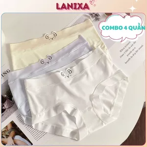 SET 6 Quần lót nữ su lưới mềm mại thoáng khí cạp vừa tôn dáng họa tiết gấu đáng yêu cute LANIXA L718