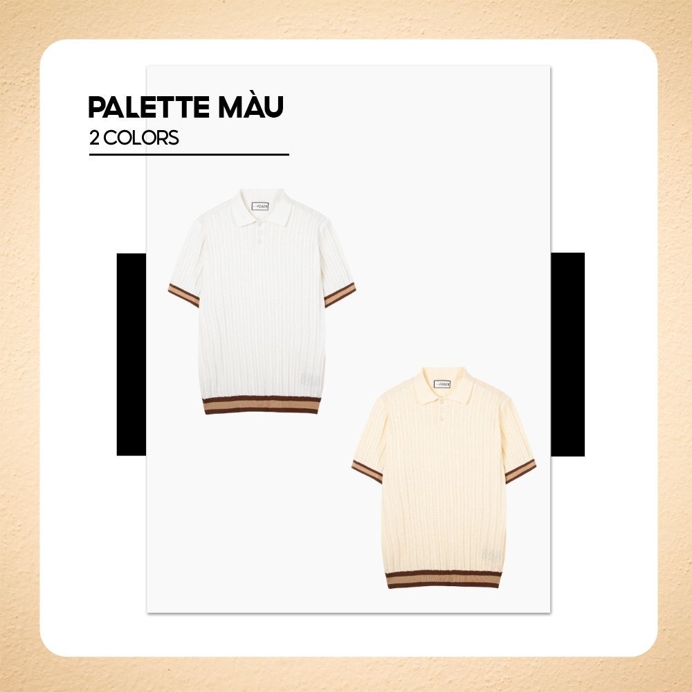 Áo polo dệt kim KNITZ tay ngắn phối sọc thời thượng, phong cách Hàn Quốc, sang trọng, thanh lịch - FEAER