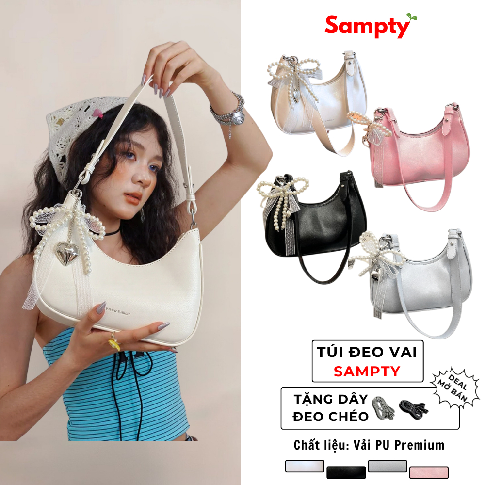 [TẶNG DÂY ĐEO CHÉO] Túi Đeo Vai 𝐒𝐚𝐦𝐩𝐭𝐲 Dáng Bầu Charm Ren Nơ Phong Cách Hàn Quốc Nhiều Màu Sắc