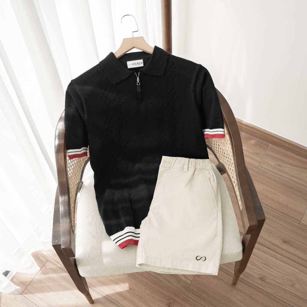 Áo Polo Nam Nyx vải dệt kim cao cấp mềm mịn, dày dặn, bo viền cổ tay tinh tế, họa tiết phối hiện đại - FEAER
