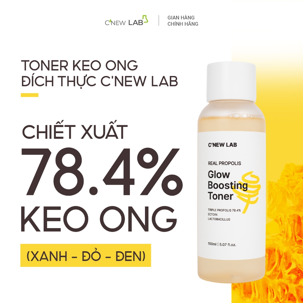 Toner Keo Ong 78,4% Real Propolis C'New Lab Hỗ trợ cấp ẩm và giúp da mịn màng  (150ml)
