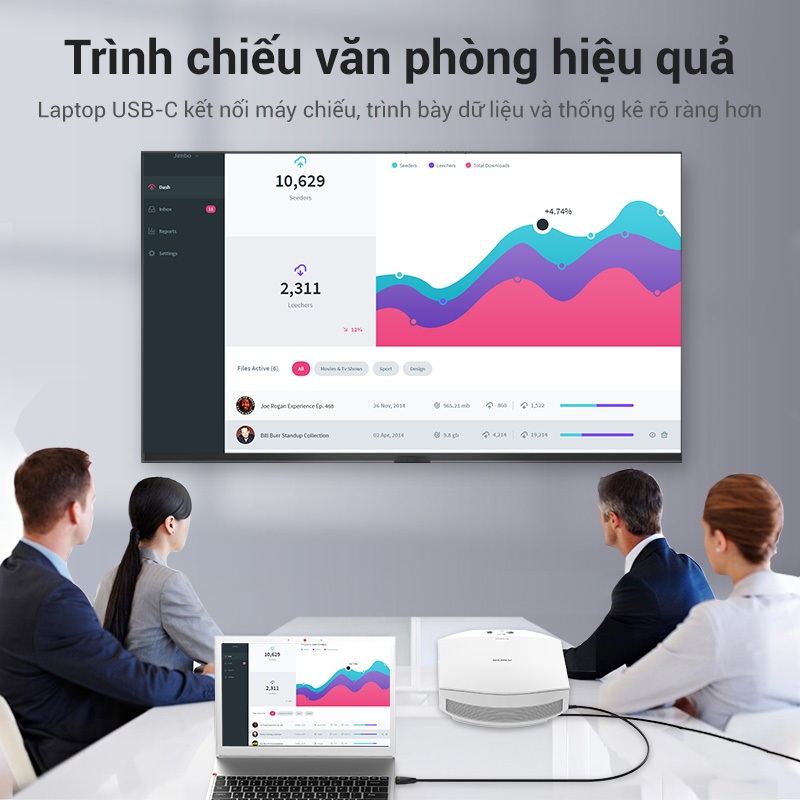 Dây Cáp Chuyển Đổi USB-C Sang DisplayPort Vention 8K 60Hz Kết Nối Laptop Với Màn Hình/Máy Chiếu