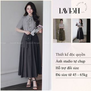 Set Áo Sơ Mi Phối Chân Váy Xếp Ly Công Sở Dáng Dài Thanh Lịch, Chất Liệu Cao Cấp Phù Hợp Nhiều Dịp Lavish Design – S1173