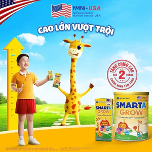 Sữa Bột Nutricare Smarta Grow Hỗ Trợ Tăng Chiều Cao Và Phát Triển Trí Não Cho Bé 1-10 T 850g-100% Canxi Mỹ, K2, D3, DH