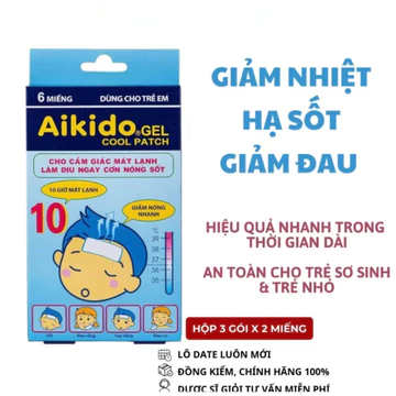 Miếng dán hạ sốt Aikido - Tatra chườm mát khi bị sốt nóng, say nắng (3 gói x 2 miếng)