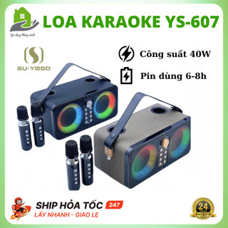 Loa Bluetooth Kèm 2 Mic YS-607 Âm Thanh Sống Động, Bass Mạnh, Hát Cực Hay, Bảo Hành 24 Tháng